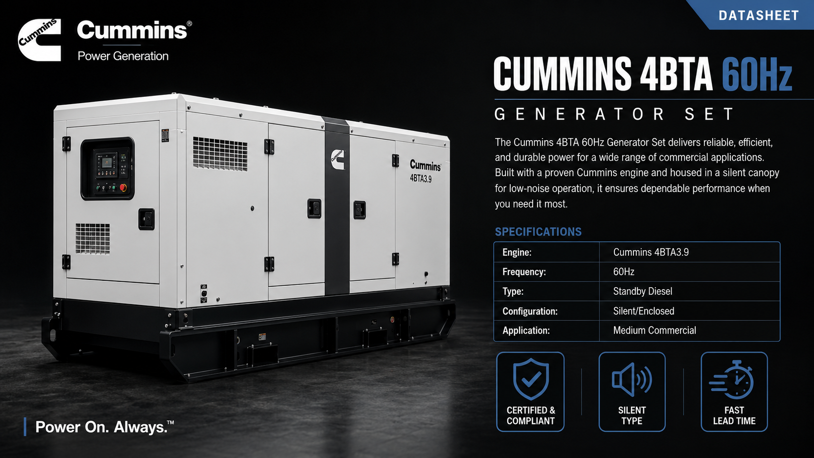 Cummins 4BTA 60Hz Generator Set Brochure