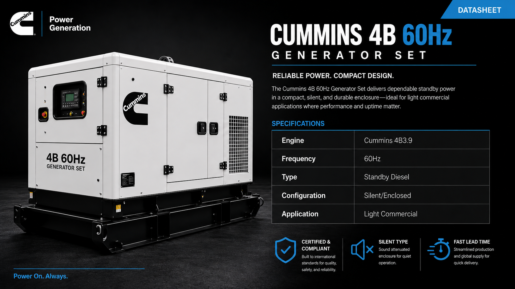 Cummins 4B 60Hz Generator Set Brochure