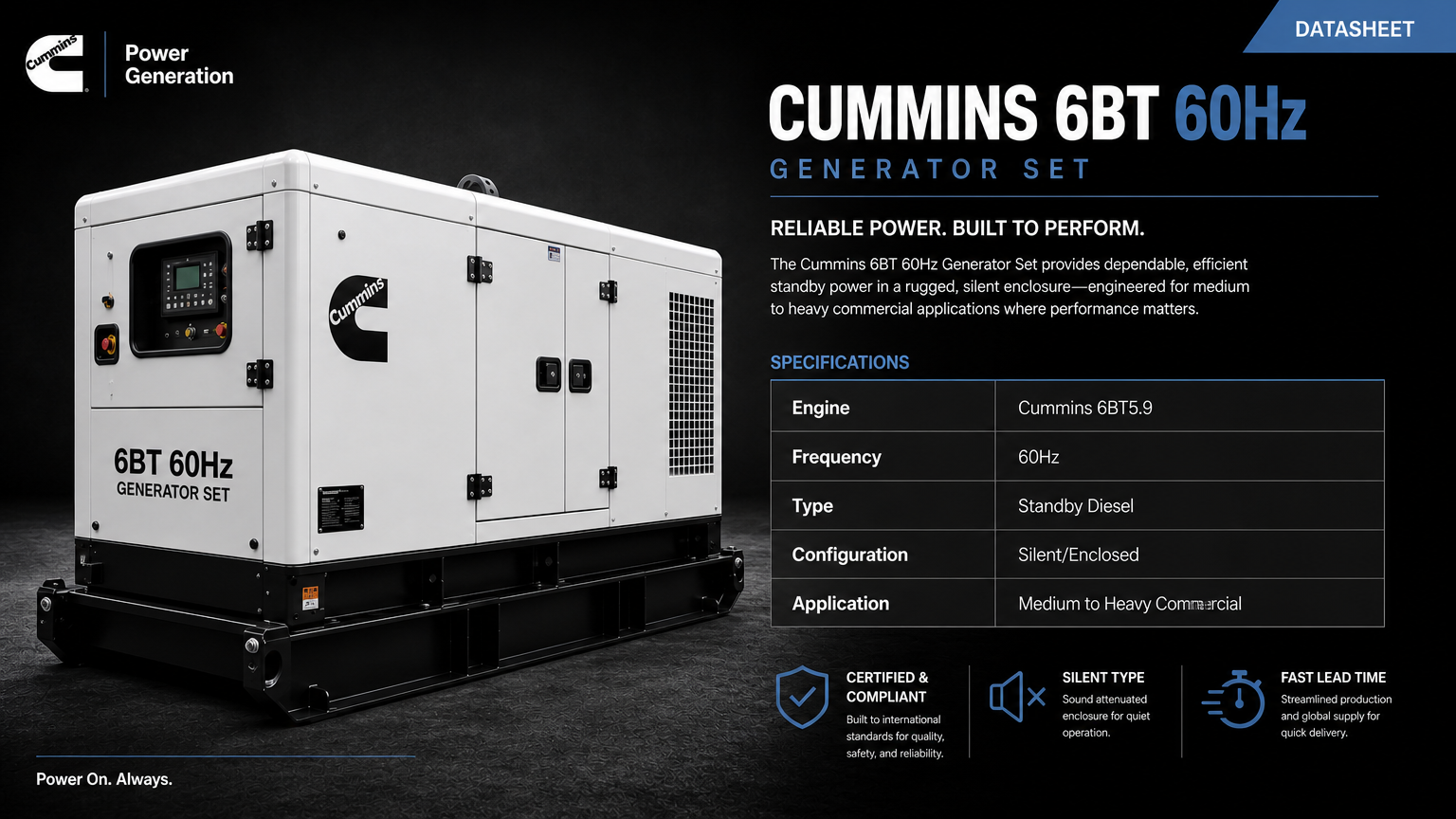 Cummins 6BT 60Hz Generator Set Brochure