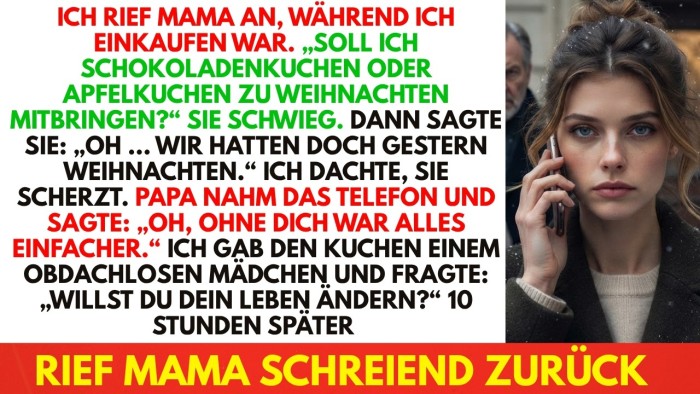 Ich rief meine Mutter an, um zu fragen, welches Dessert ich zu Weihnachten mitbringen sollte – si...
