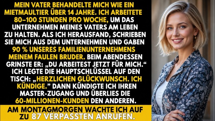 Mein Vater gab meinem Bruder 90 % der Firma, die ich 14 Jahre führte – ich kündigte!
