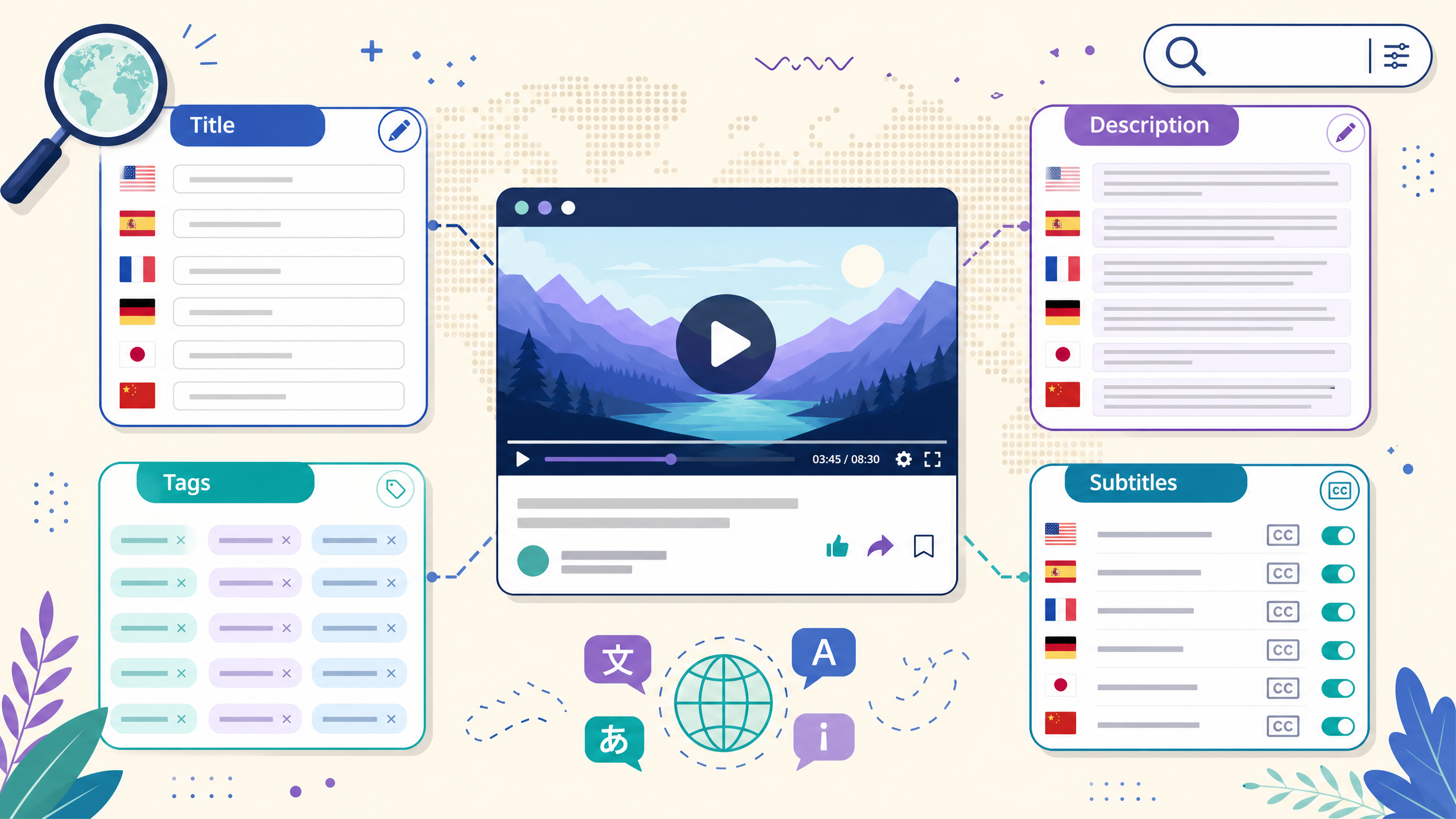 Multilingual metadata for search visibility